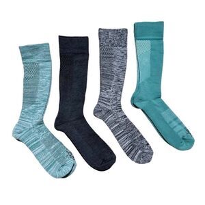 TOMMIE COPPER Compression Over-the-Calf Socks Gray/Jade Green (4)Pack Medium NWT